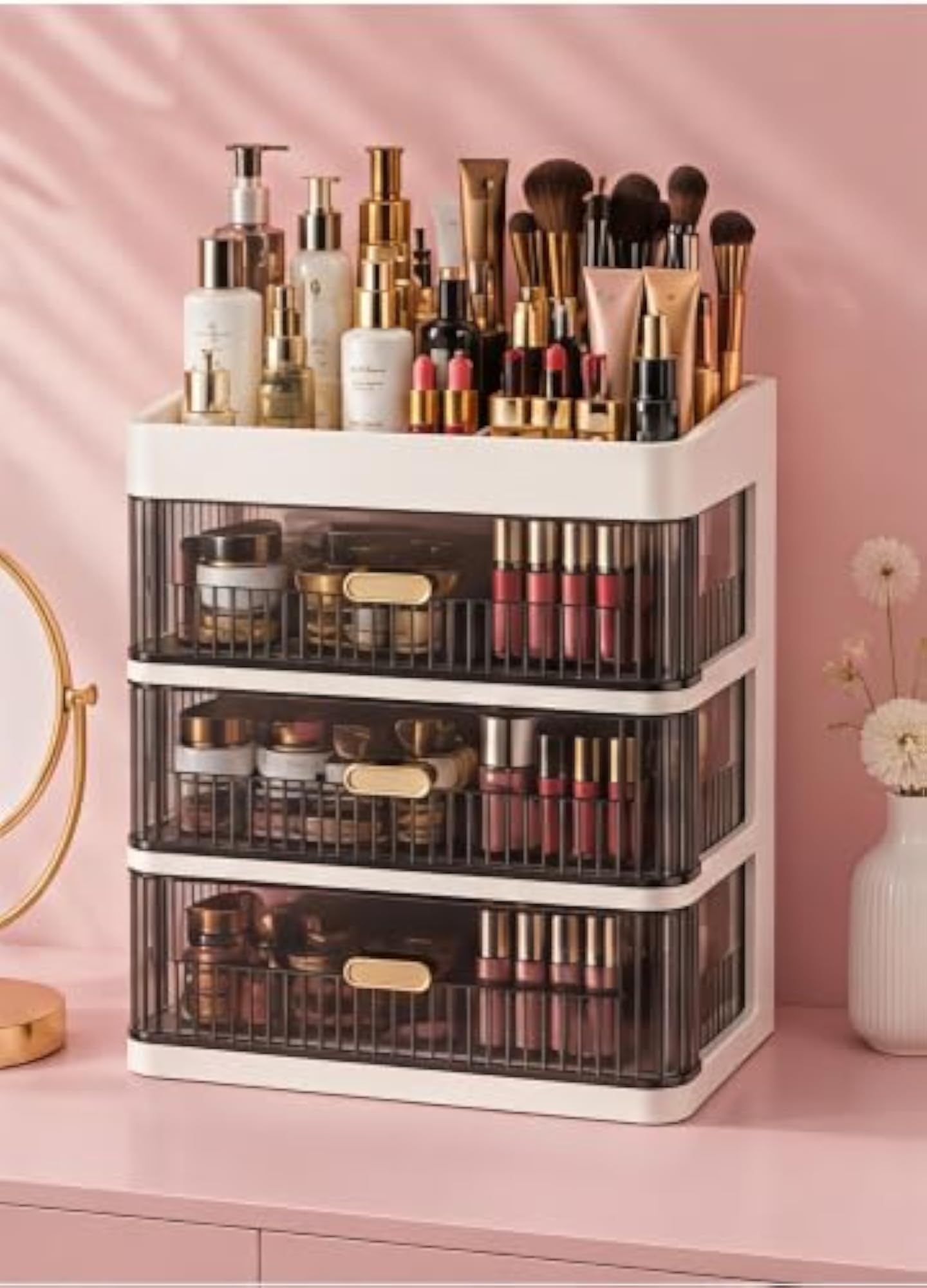 3 Layer Jewellery Organizer with Drawers for Necklace Earrings Rings Bangles